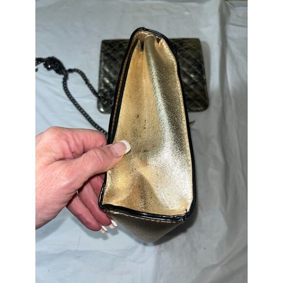 Gianni Bernini gold Leather Shoulder bag Chain Strap interchangeable zip off - Picture 4 of 13